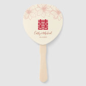 Boho red en beige floral Chinese bruiloft Handwaaier (Voorkant)