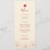 Boho red en beige floral Chinese bruiloft Menu (Voorkant)