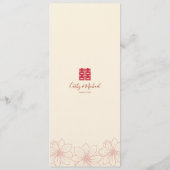Boho red en beige floral Chinese bruiloft Menu (Achterkant)