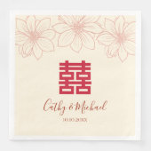 Boho red en beige floral Chinese bruiloft Servet (Voorkant)