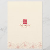 Boho red en beige floral Chinese trouwbanquet Menu (Achterkant)