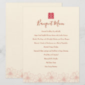 Boho red en beige floral Chinese trouwbanquet Menu (Voorkant / Achterkant)