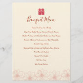 Boho red en beige floral Chinese trouwbanquet Menu (Voorkant)