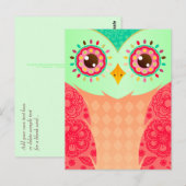 Boho Red en Green Owl Briefkaart (Voorkant / Achterkant)