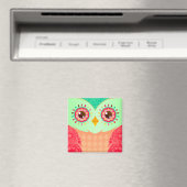 Boho Red en Green Owl Magneet (Insitu (Vaatwasser))