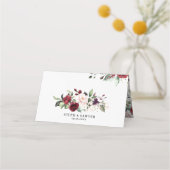 Boho Red en Paarse Waterverf Flowers Wedding Plaatskaartje (Achterkant)