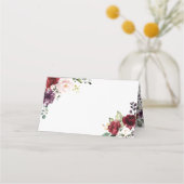 Boho Red en Paarse Waterverf Flowers Wedding Plaatskaartje (Voorkant)
