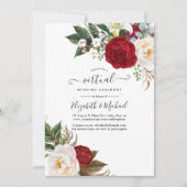 Boho Red en White Floral Online Virtual Wedding Kaart (Voorkant)