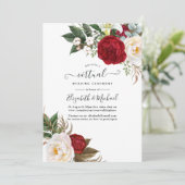 Boho Red en White Floral Online Virtual Wedding Kaart (Staand voorkant)