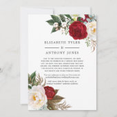 Boho Red en White Floral Reduced Wedding Guests Aankondiging (Voorkant)