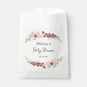 Boho red floral Baby Shower wildflower watercolor Bedankzakje (Voorkant)