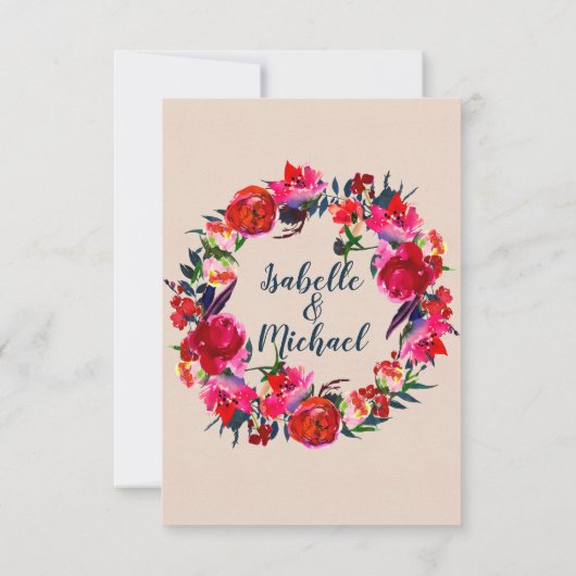 Boho Red Floral RSVP Response Kaart (Achterkant)