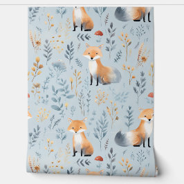 Boho Red Fox op Blue Baby kwekerij Behang