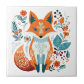 Boho Red Fox Scandinavische volkskunst Tegeltje (Voorkant)