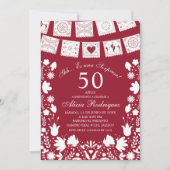 Boho Red Maroon Talavera Mexican Surprise Birthday Kaart (Voorkant)