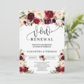 Boho red marsala blush bogundy chic vow vernieuwin kaart (Staand voorkant)
