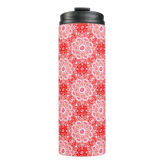 Boho Red Medallion Thermische Tumbler Thermosbeker (Voorkant)