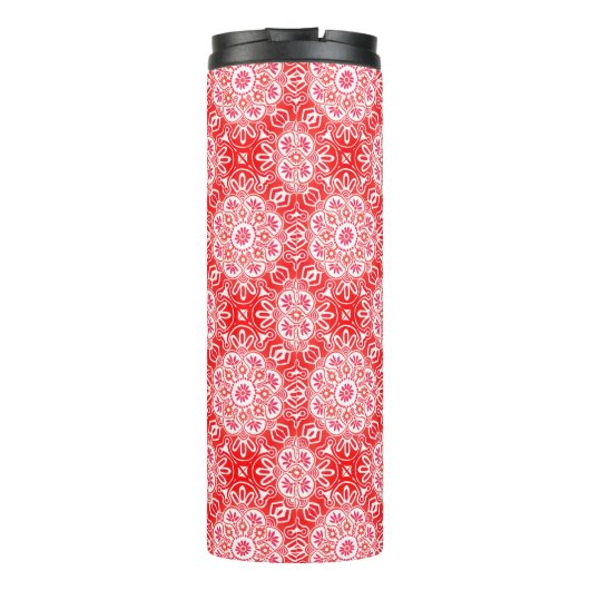 Boho Red Medallion Thermische Tumbler Thermosbeker (Achterkant)