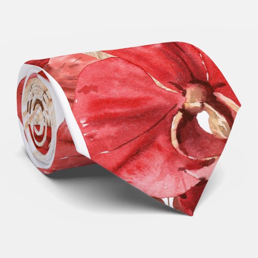 Boho Red Orchid & Dried Grasses Stropdas (Opgerold)