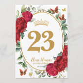 Boho Red Peonies Floral Quinceanera Table Number Kaart (Achterkant)