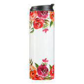 Boho Red Pink Oranje Waterverf Flowers Thermosbeker (Gedraaid links)