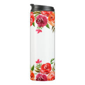 Boho Red Pink Oranje Waterverf Flowers Thermosbeker (Geroteerd rechts)