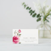 Boho Red Pink Rose Bloemen Trouwwebsite Informatiekaartje (Staand voorkant)