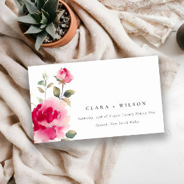 Boho Red Pink Rose Bloemen Trouwwebsite Informatiekaartje