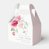 Boho Red Pink Rose Bloemen Waterverf Wedding Bedankdoosjes (Achterkant)