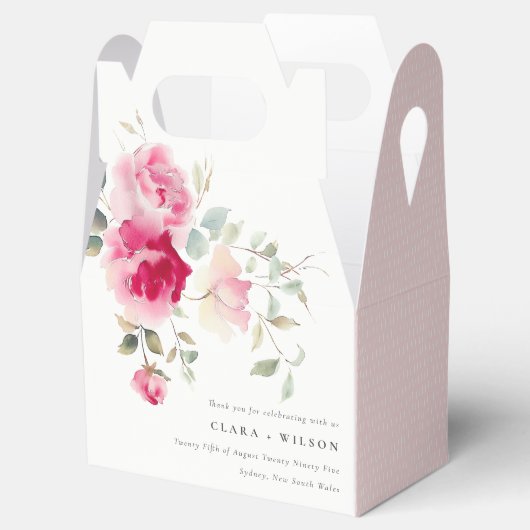 Boho Red Pink Rose Bloemen Waterverf Wedding Bedankdoosjes (Geopend)