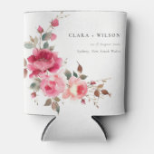 Boho Red Pink Rose Bloemen Waterverf Wedding Blikjeskoeler (Voorkant)