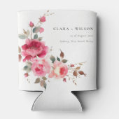 Boho Red Pink Rose Bloemen Waterverf Wedding Blikjeskoeler (Achterkant)