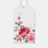 Boho Red Pink Rose Bloemen Waterverf Wedding Cadeaulabel (Achterkant)