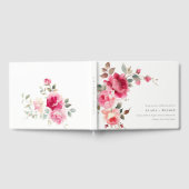 Boho Red Pink Rose Bloemen Waterverf Wedding Gastenboek (Volledig)