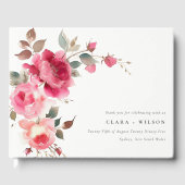 Boho Red Pink Rose Bloemen Waterverf Wedding Gastenboek (Voorkant)