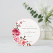 Boho Red Pink Rose Bloemen Waterverf Wedding Kaart (Staand voorkant)