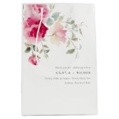 Boho Red Pink Rose Bloemen Waterverf Wedding Medium Cadeauzakje (Voorkant)