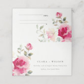 Boho Red Pink Rose Bloemen Waterverf Wedding Plaatskaartje (Buitenkant ongevouwen)