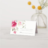 Boho Red Pink Rose Bloemen Waterverf Wedding Plaatskaartje (Achterkant)