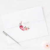 Boho Red Pink Rose Bloemen Waterverf Wedding Ronde Sticker (Envelop)