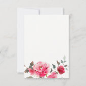 Boho Red Pink Rose Bloemen Waterverf Wedding RSVP Kaartje (Achterkant)