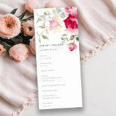 Boho Red Pink Rose Bloemen Wedding Programma