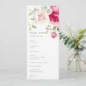 Boho Red Pink Rose Bloemen Wedding Programma (Staand voorkant)