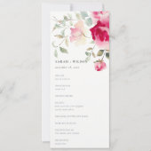 Boho Red Pink Rose Bloemen Wedding Programma (Voorkant)