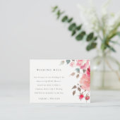 Boho Red Pink Rose Bloemen Wedding Wishing Well Informatiekaartje (Staand voorkant)