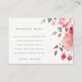 Boho Red Pink Rose Bloemen Wedding Wishing Well Informatiekaartje (Voorkant)