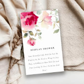 Boho Red Pink Rose Flora Display Baby shower Informatiekaartje