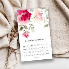 Boho Red Pink Rose Flora Display Baby shower Informatiekaartje