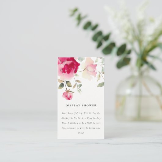Boho Red Pink Rose Flora Display Baby shower Informatiekaartje (Staand voorkant)