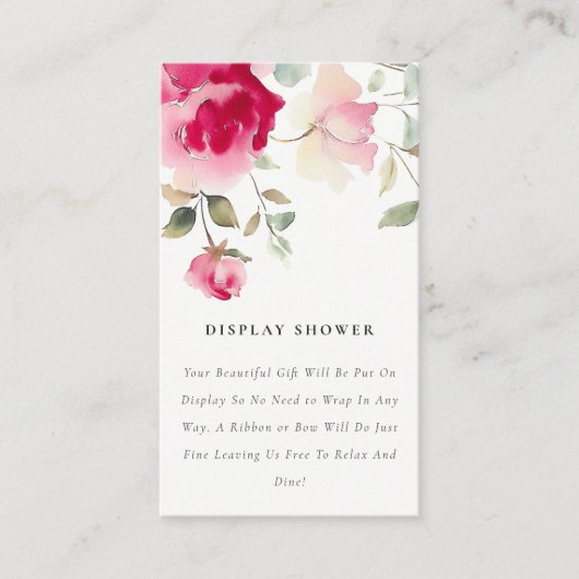 Boho Red Pink Rose Flora Display Baby shower Informatiekaartje (Voorkant)
